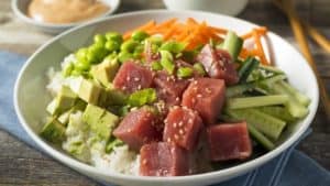 Chirashi sushi and sashimi in bowl