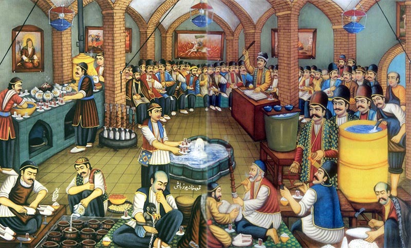 public ancient coffee house in Iran